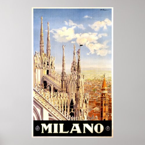 Milano Milan Italy Vintage Travel Poster