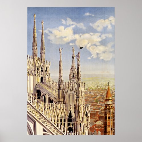 Milano Milan Italy Vintage Travel Poster