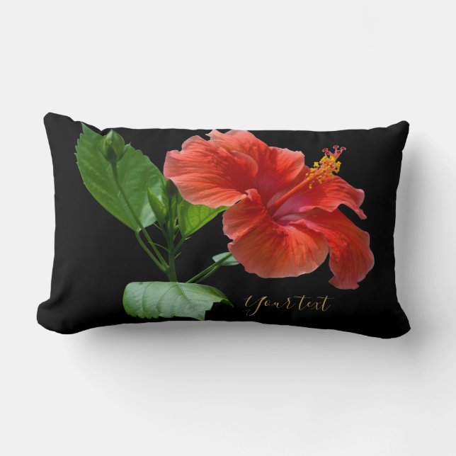 Milano Red Hibiscus Lumbar Throw Pillow (Front)