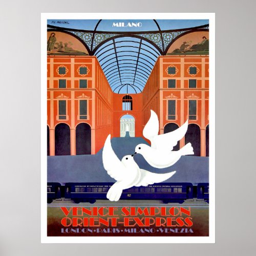 Milano_Venice simplon Orient Express railway Poster
