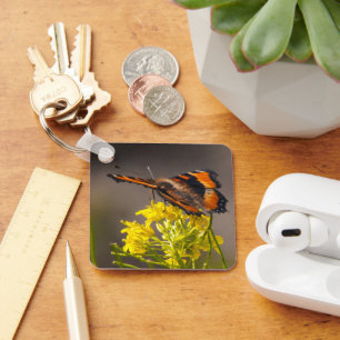 Milbert's Tortoiseshell Butterfly Close-Up Photo Keychain