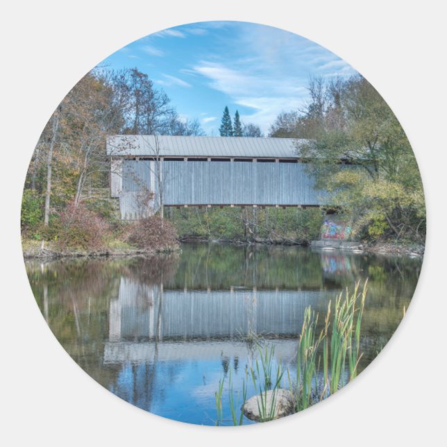 Milby Covered Bridge Classic Round Sticker (Front)