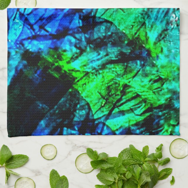 Mild blue abstract kitchen towels,Smooth textured  Kitchen Towel (Folded)