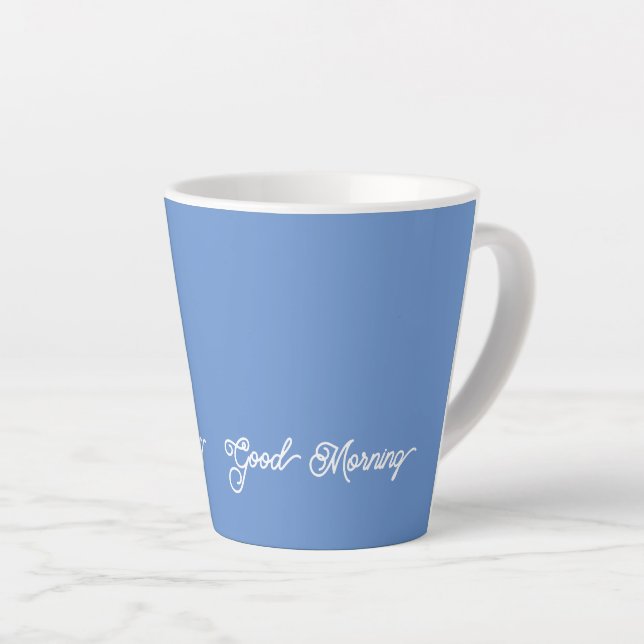 Mild Blue Good Morning  Latte Mug (Right Angle)