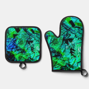 Mild blue pot holder and oven mitt,Blue abstract Oven Mitt & Pot Holder Set