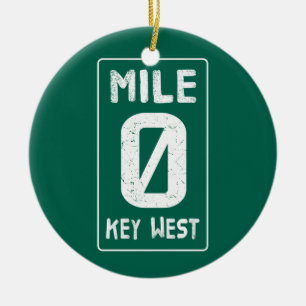 Mile 0 Key West Florida Vintage Road Sign  Ceramic Ornament