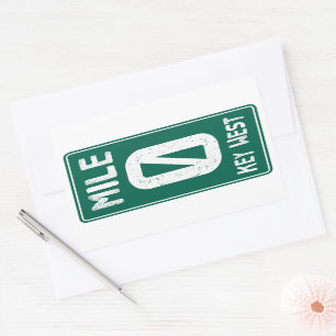 Mile 0 Key West Florida Vintage Road Sign Rectangular Sticker
