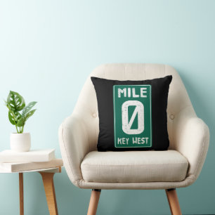 Mile 0 Key West Florida Vintage Road Sign Throw Pillow