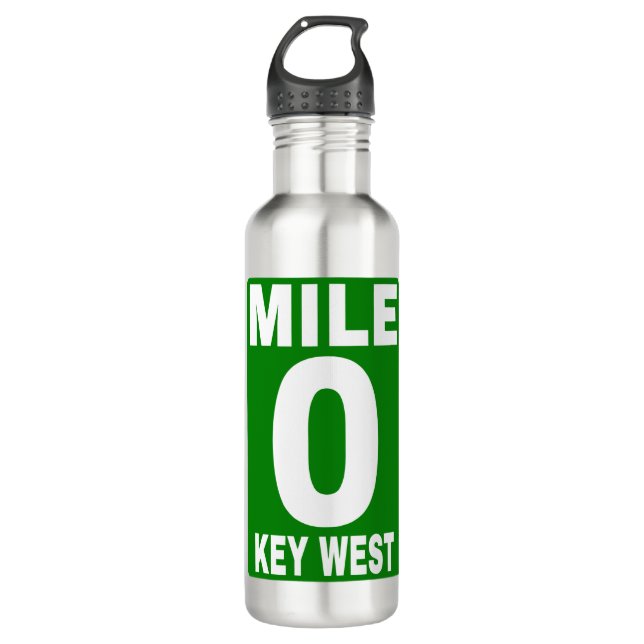 Mile 0 Key West Road Sign Stainless Steel Water Bottle (Front)