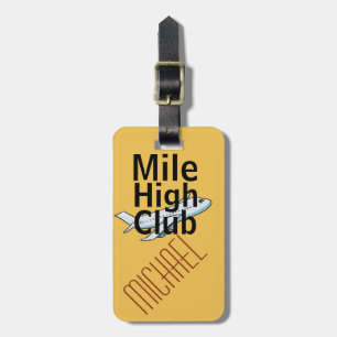 Mile High Club funny customizable luggage tag