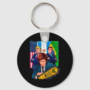 Milei Presidente 2023 Donald Trump Jair Bolsonaro Keychain