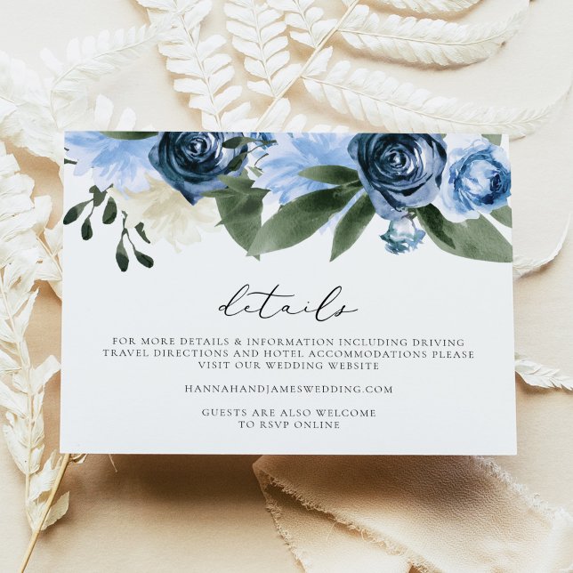 MILENA Dusty Blue Floral Garden Wedding Details Invitation (Creator Uploaded)