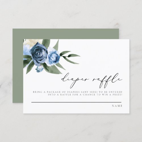 MILENA Dusty Blue Navy Floral Diaper Raffle Card