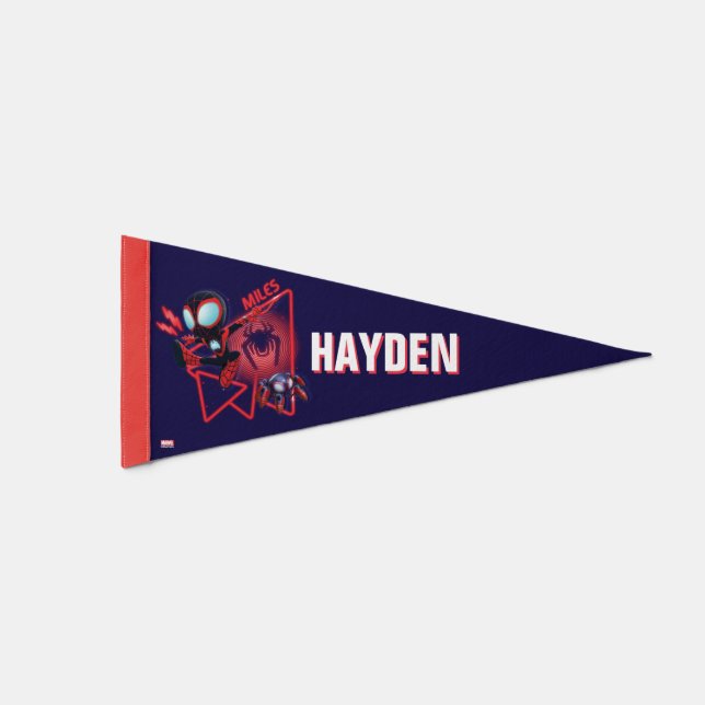 Miles and TWIST-E Glow Webs Glow Pennant Flag (Front)