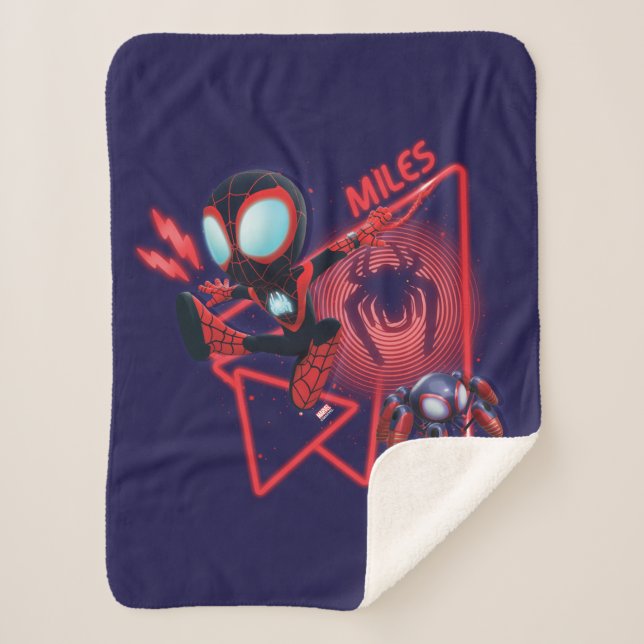 Miles and TWIST-E Glow Webs Glow Sherpa Blanket (Front)