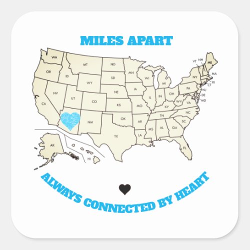 Miles Apart From Arizona to Any State Sticker