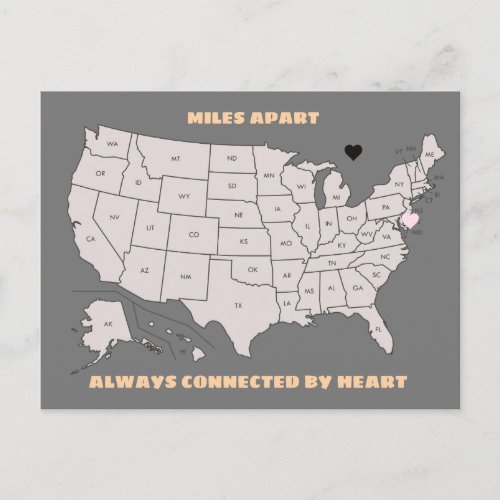 Miles Apart From Delaware to Any State Postcard