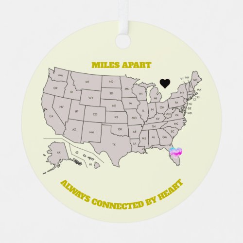 Miles Apart from Florida to Any State Ornament