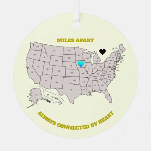 Miles Apart from Iowa to Any State Ornament