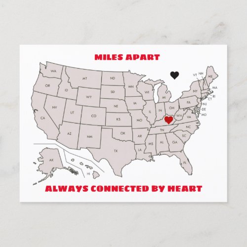 Miles Apart From Kentucky to Any State Postcard