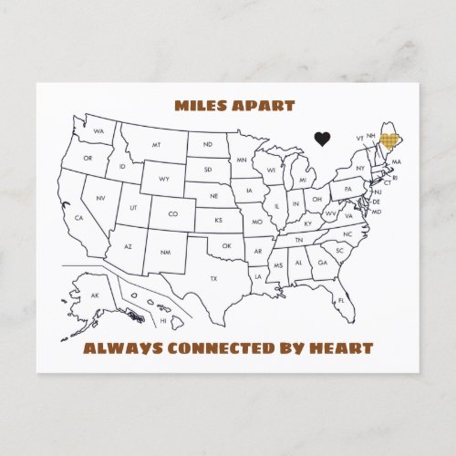 Miles Apart From Maine to Any State Postcard