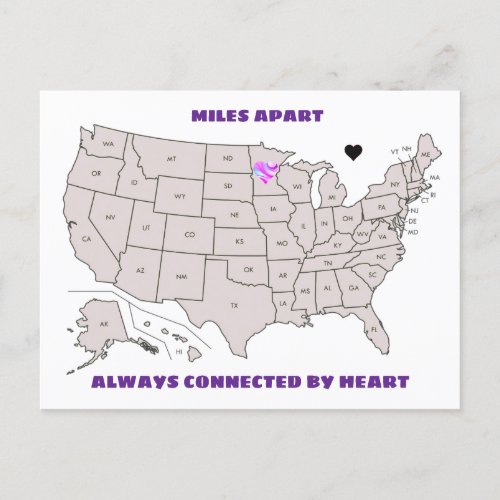 Miles Apart From Minnesota to Any State Postcard