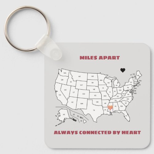 Miles Apart From Mississippi to Any State Keychain