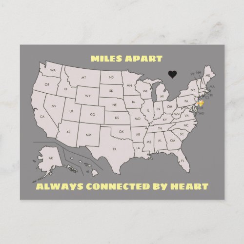 Miles Apart From New Jersey to Any State Postcard