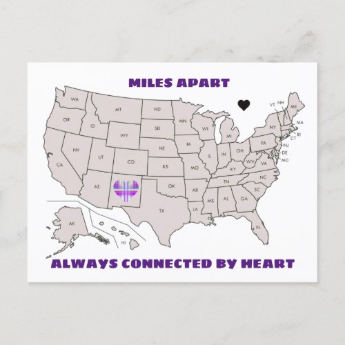 Miles Apart From New Mexico to Any State Postcard