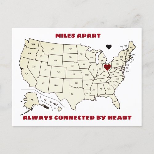 Miles Apart From Ohio to Any State Postcard