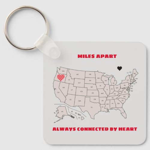 Miles Apart From Oregon to Any State Keychain