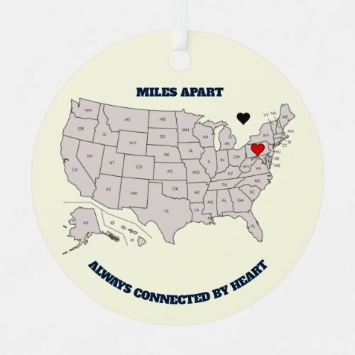 Miles Apart From PA to Any State Ornament