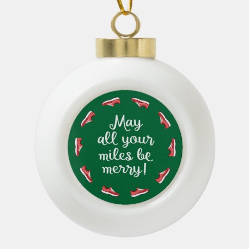 Miles Be Merry Ceramic Ball Christmas Ornament