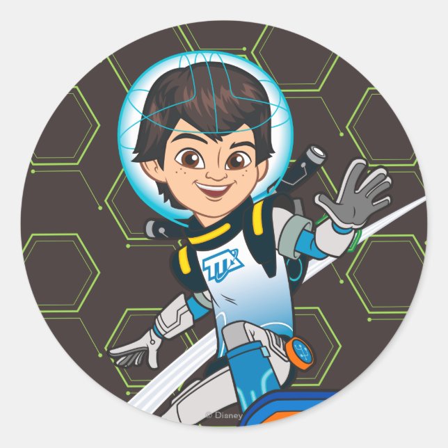 Miles Callisto Riding His Blastboard Classic Round Sticker (Front)