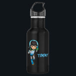 Miles Callisto Running Stainless Steel Water Bottle<br><div class="desc">Check out this cartoon graphic of Miles From Tomorrowland running and jumping on a new alien planet!</div>