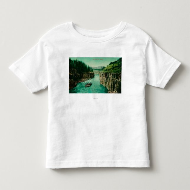 Miles Canyon, Alaska View with Men Rafting Down Toddler T-shirt (Front)