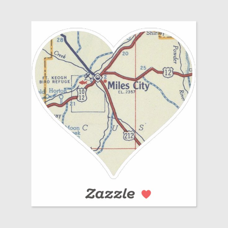 Miles City Montana Vintage Map Sticker Zazzle