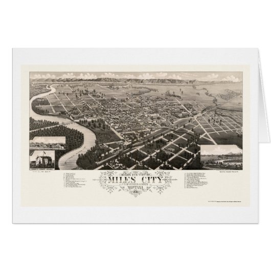 Miles City, MT Panoramic Map - 1883 Cards (Front Horizontal)
