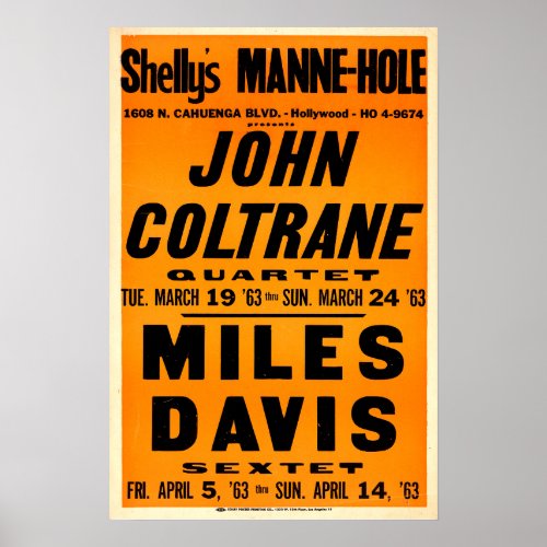 Miles Davis  John Coltrane Vintage Jazz Poster