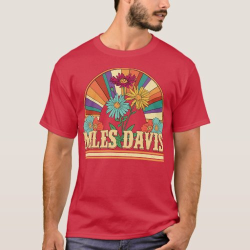 Miles Flowers Name Davis Personalized Gifts Retro  T_Shirt