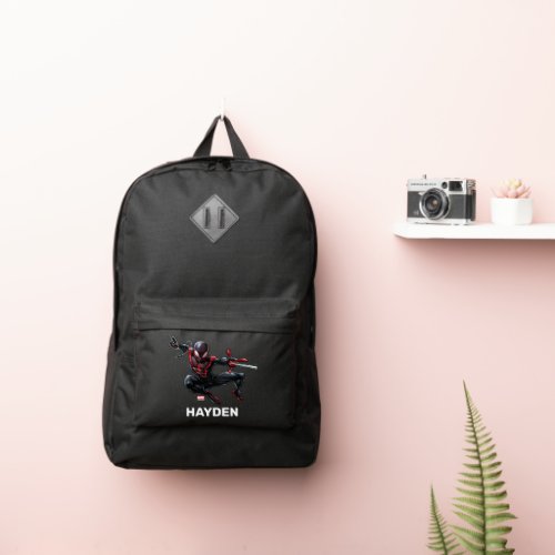 Miles Morales Web Slinging Through City Port Authority Backpack