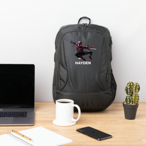 Miles Morales Web Slinging Through City Port Authority Backpack