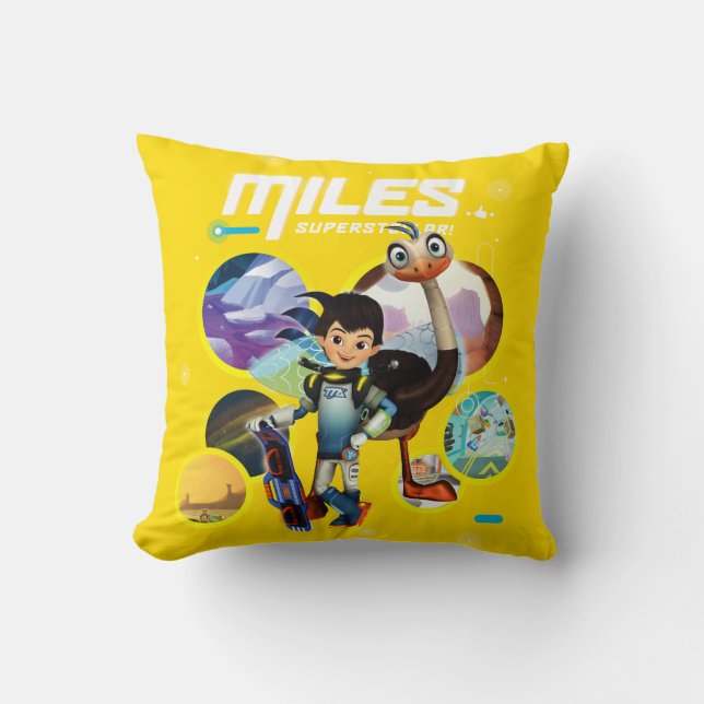 Miles Superstellar & MERC Robotic Sidekick Throw Pillow (Front)