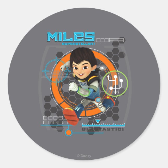 Miles Superstellar Running Graphic Classic Round Sticker (Front)