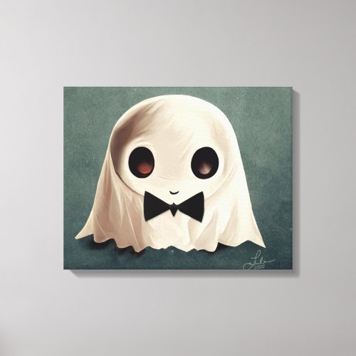 Miles The Friendly Ghost  Cute Halloween Art Canvas Print