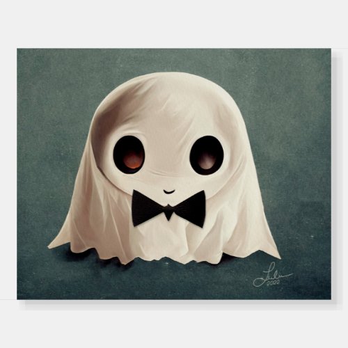 Miles The Friendly Ghost  Cute Halloween Art Foam Board