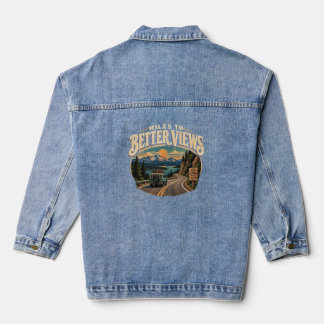 Miles to Better Views Vintage Mountain Road Travel Denim Jacket