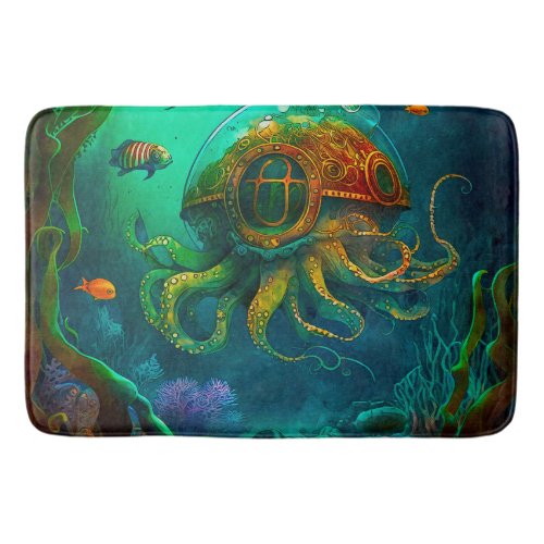 Miles Under the Sea Art Illustration Steampunk Bath Mat