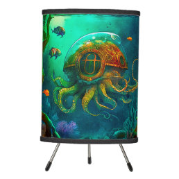 Miles Under the Sea Art Illustration Steampunk Tripod Lamp