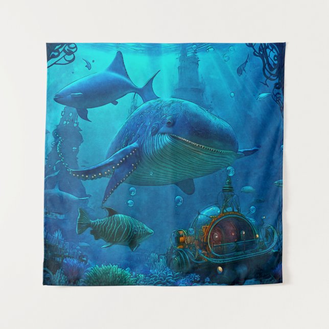 Miles Under the Sea Art Illustration Tapestry (Front)